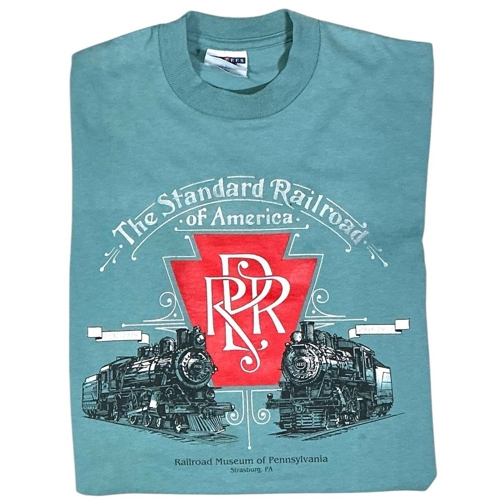 Standard Railroad of America Train Museum Graphic Short Sleeve Tee Shirt Teal S